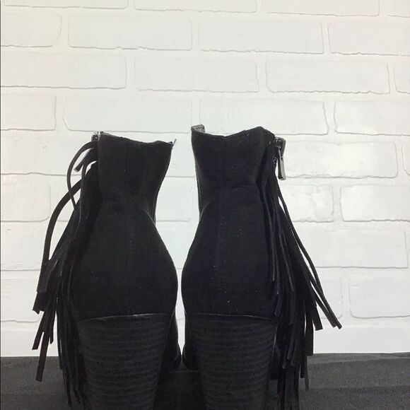 Western Fringe Chelsea Black vegan suede southwestern ankle boot booties size 6 - Picture 4 of 16
